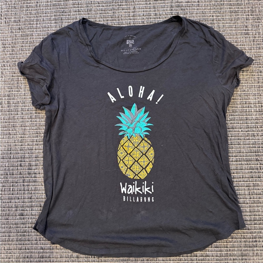 Billabong Black Aloha Waikiki Tee with Pineapple Graphic